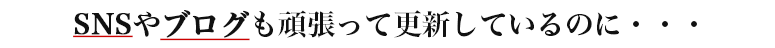 SNSやブログも頑張って更新しているのに・・・